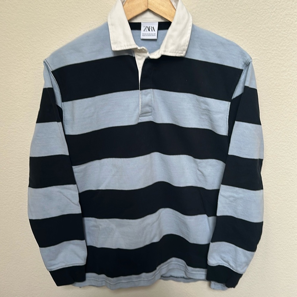 Zara Striped Long Sleeve Polo